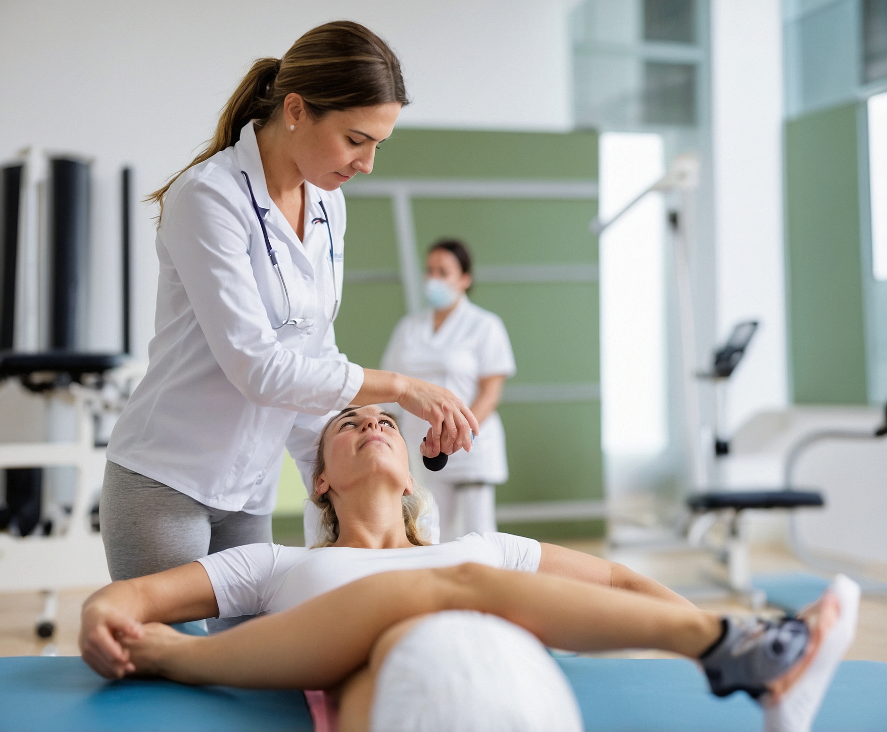 Fisioterapeuta aplica técnica avanzada en tenista profesional.